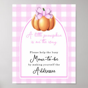 Poster Citrouille arc baby shower maman à être destinatai