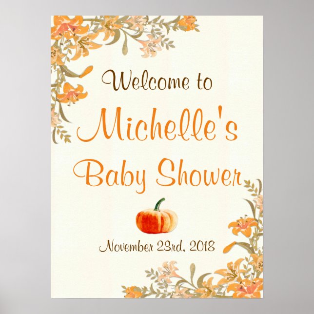 Poster Citrouille Automne Automne Boho Baby shower Affich (Devant)