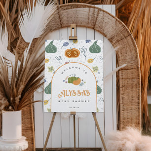 Poster Citrouille Automne Baby shower de patchs Bienvenue