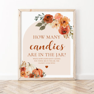 Poster Citrouille Automne Baby shower Devinez Combien de