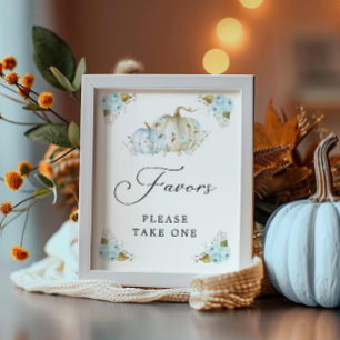 Poster Citrouille Automne Baby shower garçon Faveur Signe