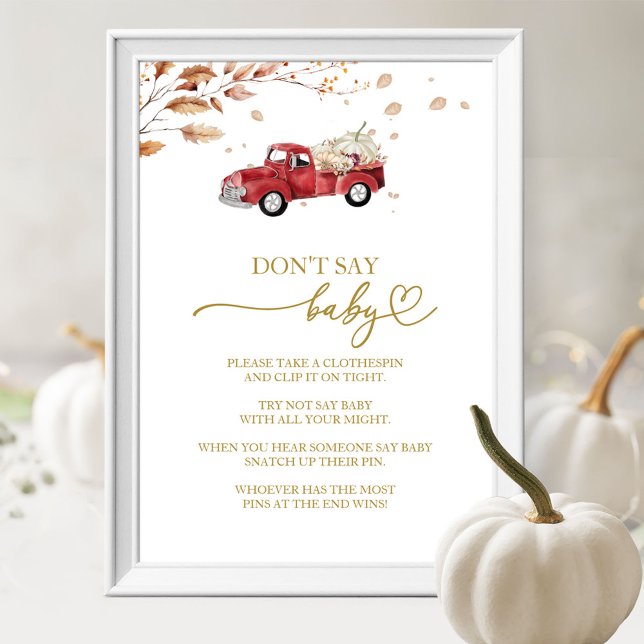 Poster Citrouille Automne Baby shower Ne pas dire Baby Ga (Créateur téléchargé)