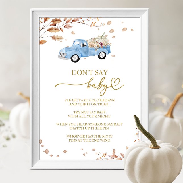 Poster Citrouille Automne Baby shower Ne pas dire Baby Ga (Créateur téléchargé)