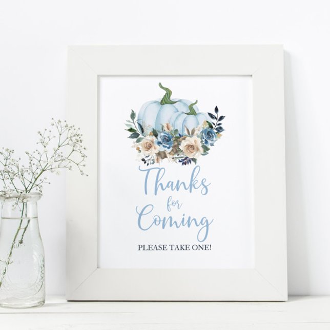 Poster Citrouille Automne Bleu Douche garçon Merci pour v (Créateur téléchargé)