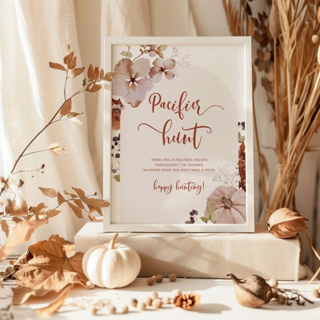 Poster Citrouille Automne chasse Pacifique jeu de baby sh (Créateur téléchargé)