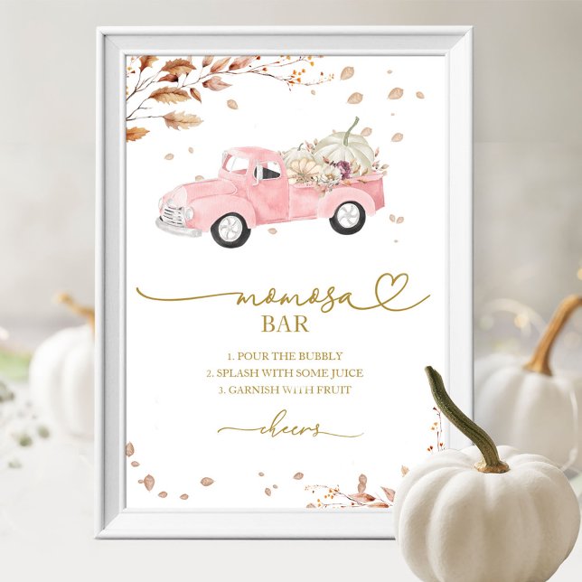 Poster Citrouille Automne Fille Baby shower MOMosa Bar Si (Créateur téléchargé)