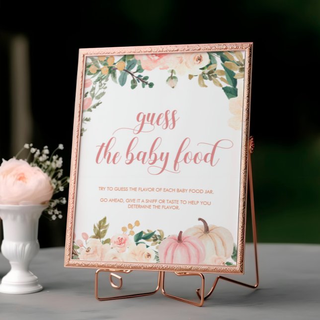 Poster Citrouille Baby shower Floral Guess the Baby Food (Créateur téléchargé)