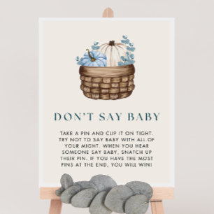 Poster Citrouille Baby shower ne pas dire Baby Game Signe
