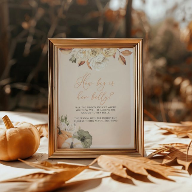 Poster Citrouille Baby shower Quelle taille a son ventre  (Créateur téléchargé)