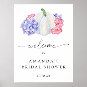 Poster citrouille blanc accueil fête de la douche nuptial