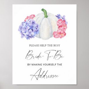 Poster Citrouille blanc - aider la mariée occupée Adresse