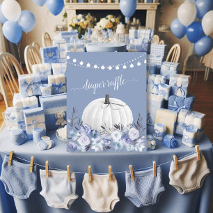 Poster Citrouille blanc Dusty Blue Baby shower Diaper Raf