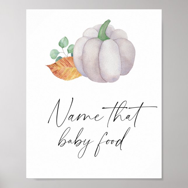 Poster Citrouille blanche - nom de ce bébé (Devant)