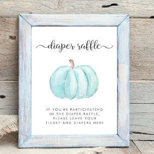 Poster Citrouille bleu Baby shower Déchets Déchets Dépose
