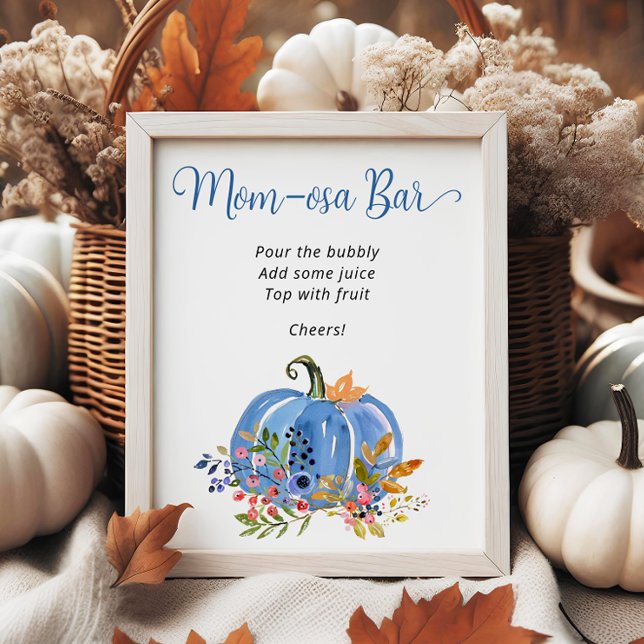 Poster Citrouille bleu Baby shower Whimsical Momosa Bar (Créateur téléchargé)