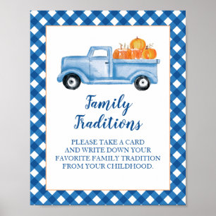 Poster Citrouille Blue Truck Baby shower Famille Traditio