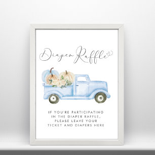 Poster Citrouille Blue Truck Diaper Raffle Baby Boy Douch