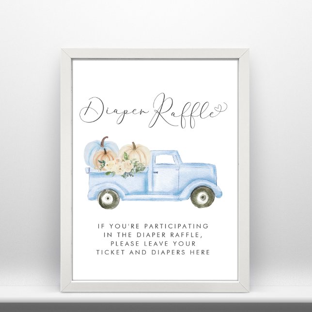Poster Citrouille Blue Truck Diaper Raffle Baby Boy Douch (Créateur téléchargé)