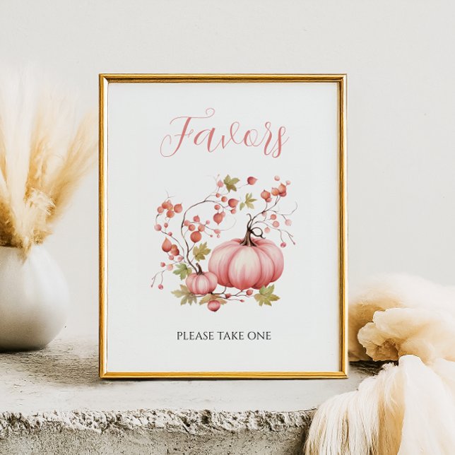 Poster Citrouille Blush Automne Berry Baby shower Faveurs (Créateur téléchargé)