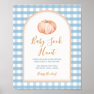 Poster Citrouille Boho Blue En vichy Baby Sock Chasse