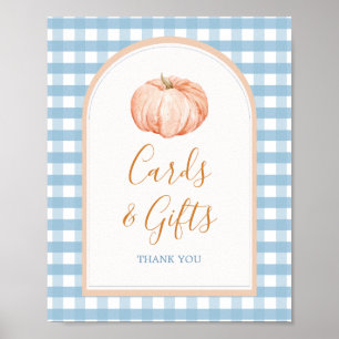 Poster citrouille Boho Blue En vichy Cartes et Cad