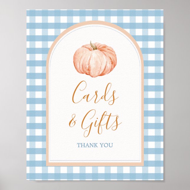 Poster citrouille Boho Blue En vichy Cartes et Cad (Devant)