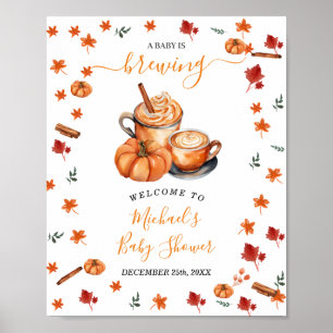 Poster Citrouille brasserie Baby shower café épice Bienve