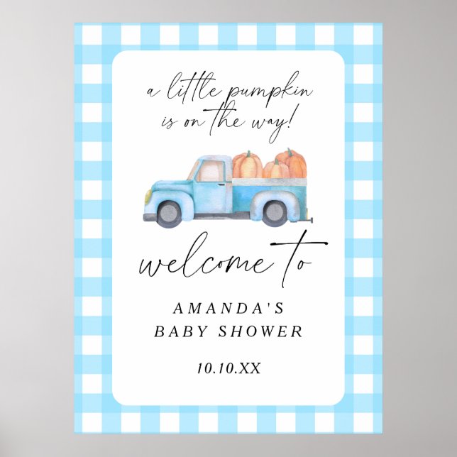 Poster Citrouille camion automne accueil baby shower fête (Devant)