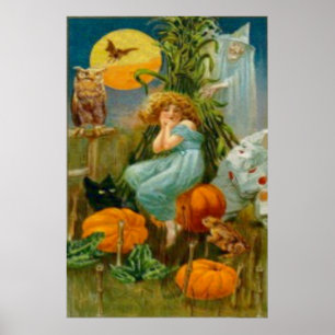 Poster Citrouille Chat Noir Sorcière Clown Hibou Grenouil