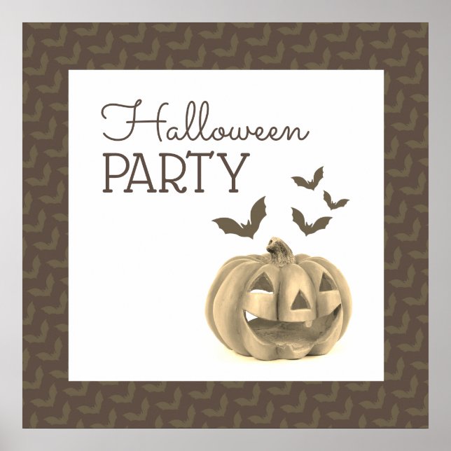 Poster Citrouille & chauves-souris, Bienvenue à Halloween (Devant)