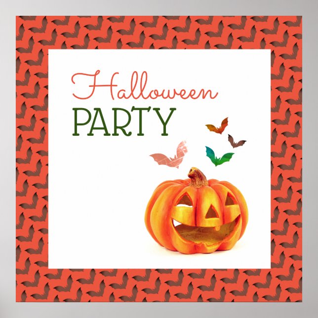 Poster Citrouille & chauves-souris, Bienvenue à Halloween (Devant)