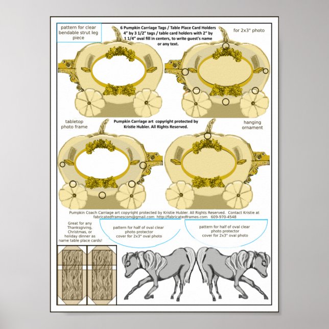 Poster Citrouille Cream Coach Merci Mariage carte table (Devant)