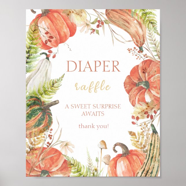 Poster Citrouille d'automne Baby shower Floral Déchets Ra (Devant)