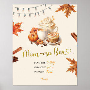 Poster Citrouille d'automne brasse Baby shower café Maman