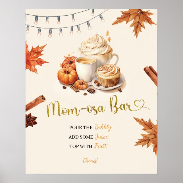 Poster Citrouille d'automne brasse Baby shower café Maman (Devant)