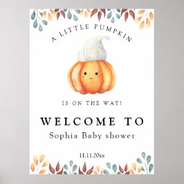 Poster Citrouille d'automne en casquette - baby shower de