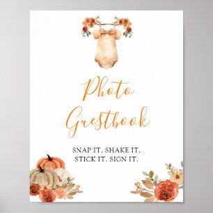 Poster Citrouille d'automne Floral Vêtements de bébé Phot