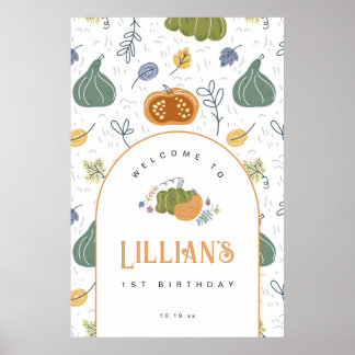 Poster Citrouille d'automne Patch fête d'anniversaire Bie