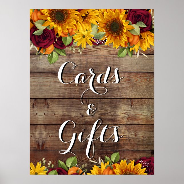 Poster Citrouille d'automne Rustic Mariage SIgn (Devant)