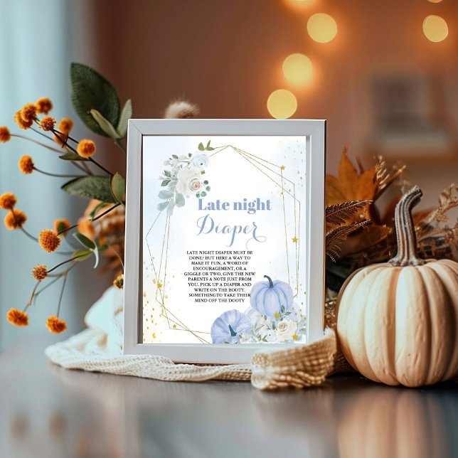 Poster Citrouille d'automne tard la nuit baby shower sign (Créateur téléchargé)