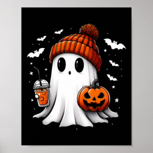 Poster Citrouille de boisson pour fantôme d'Halloween