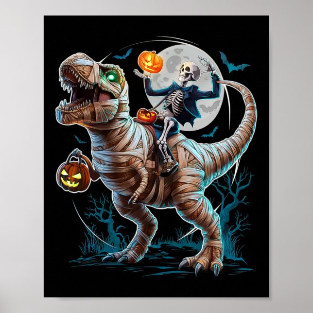 Poster Citrouille de momie T Rex Dinosaur Funny Hallowee (Devant)