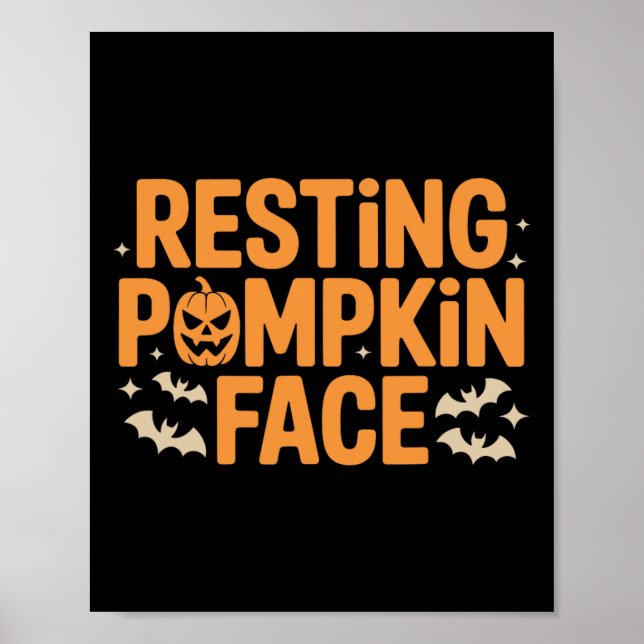 Poster Citrouille de repos Face Bold T Halloween Tee (Devant)