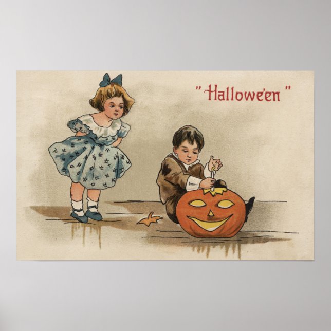 Poster Citrouille de salutation Halloween (Devant)