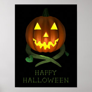 Poster Citrouille d'Halloween avec vignes