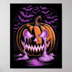 Poster Citrouille d'Halloween Saison Soky Chauves-souris 