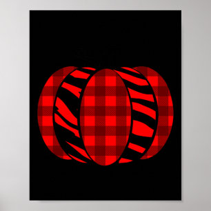 Poster Citrouille d'Halloween Zèbre Carreaux Buffalo Pour