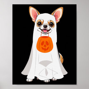 Poster Citrouille du Chihuahua Ghost Halloween Fall Amour