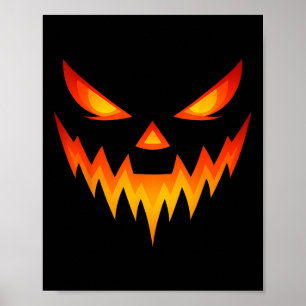 Poster Citrouille effrayant Jack-o'-lantern Face Hallowee