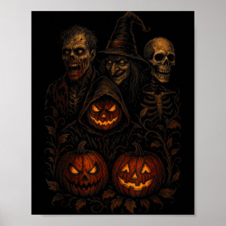 Poster Citrouille effrayante de sorcière zombie effrayant